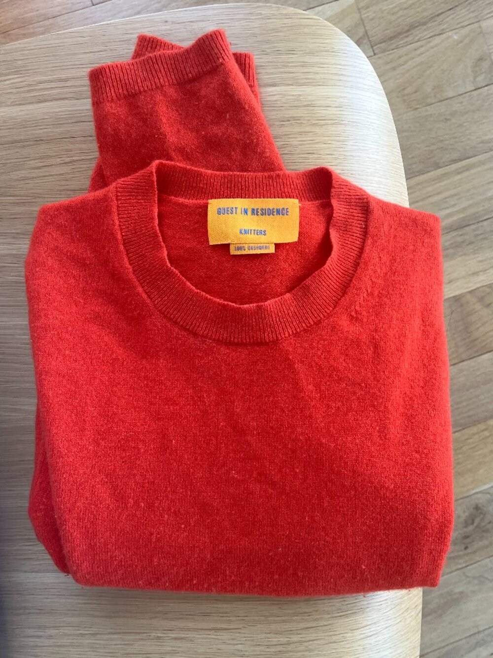 Guest in Residence Shrunken Crew Sweater - Tomato Red Sz S